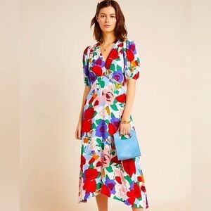 FAITHFULL THE BRAND ANITA V-NECK MIDI DRESS